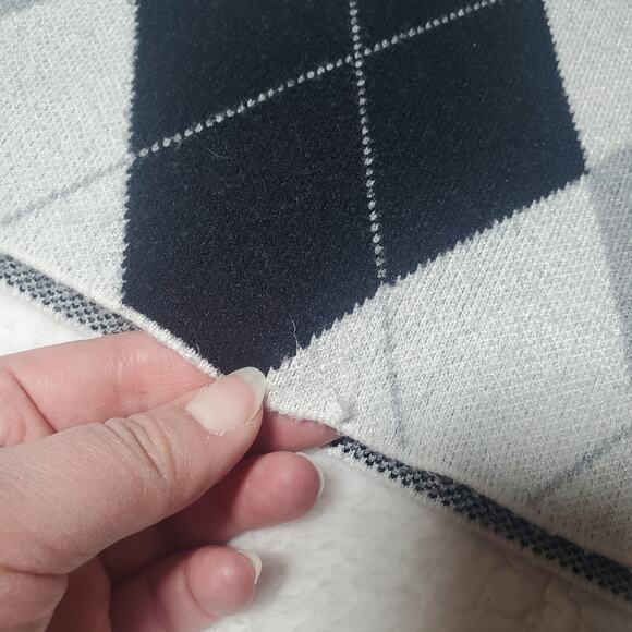 Anthropologie MAEVE Carys Mock Neck Argyle Diamond Pullover Knit Sweater Grey S - Picture 16 of 16